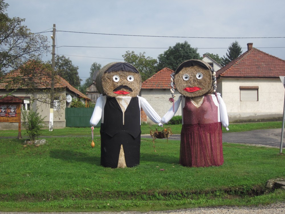 The hay-barrel people that greeted us as we entered and exited villages.